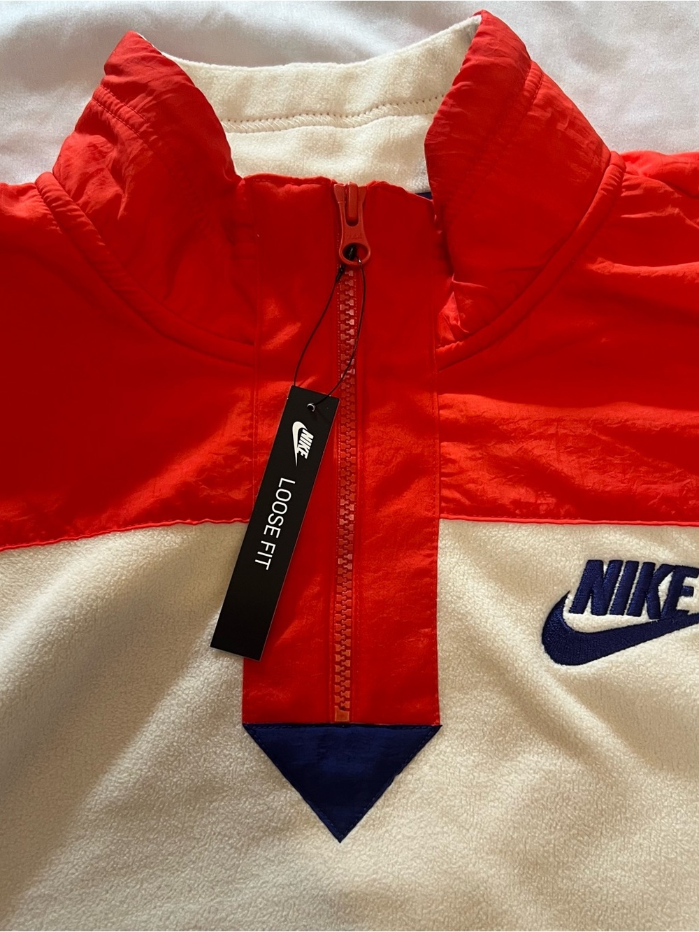 Nike Women’s Half Zip Cropped Pullover Orange Zip Fleece Sweatshirt Size Med NEW - Picture 4 of 12